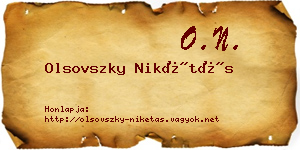 Olsovszky Nikétás névjegykártya